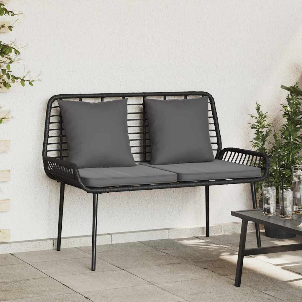 Garden Bench Black and Anthracite Poly Rattan