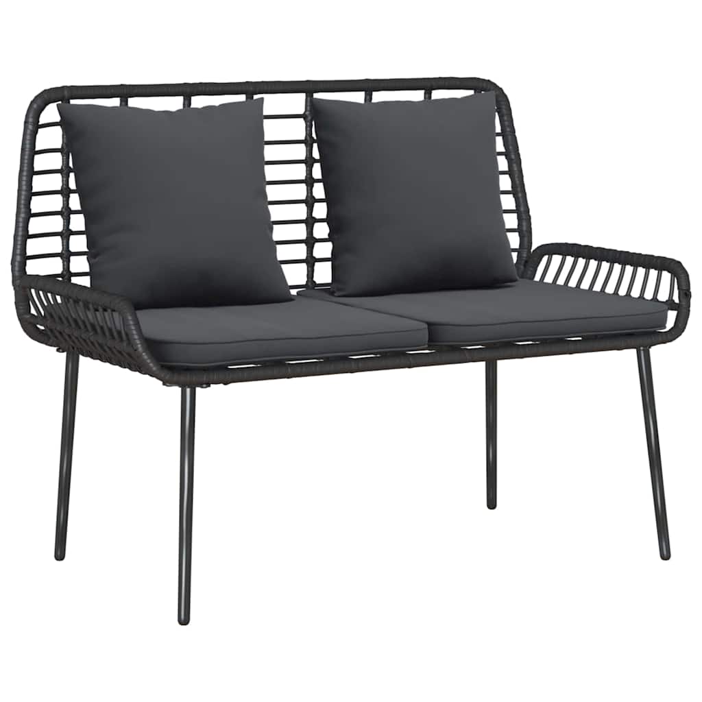 Garden Bench Black and Anthracite Poly Rattan