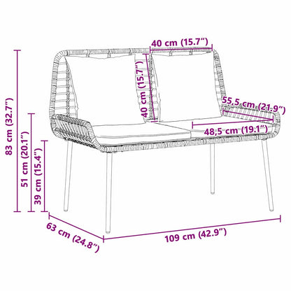 Garden Bench Black and Anthracite Poly Rattan