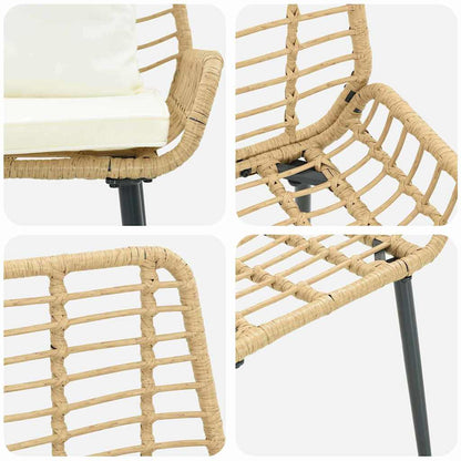Garden Bench Brown and Cream Poly Rattan