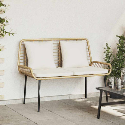 Garden Bench Brown and Cream Poly Rattan