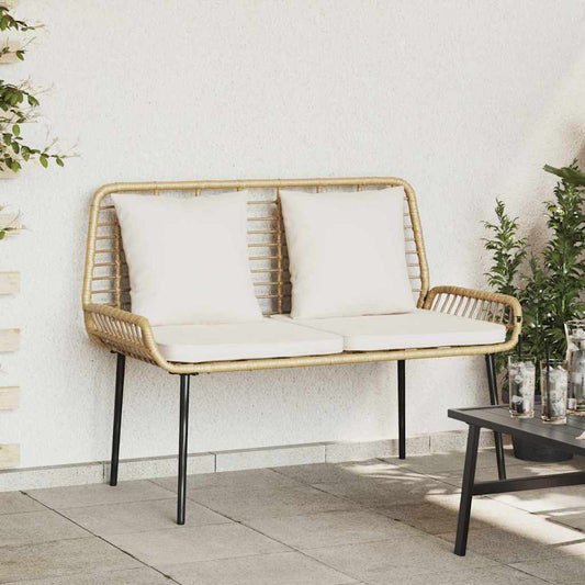 Garden Bench Brown and Cream Poly Rattan