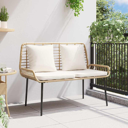 Garden Bench Brown and Cream Poly Rattan