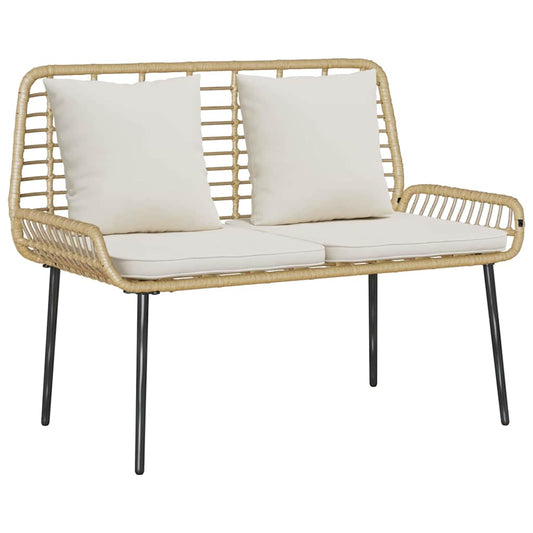 Garden Bench Brown and Cream Poly Rattan