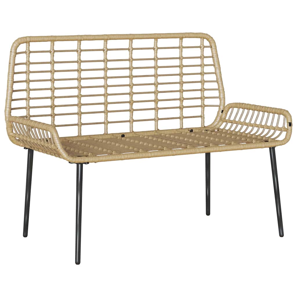 Garden Bench Brown and Cream Poly Rattan