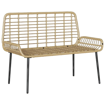 Garden Bench Brown and Cream Poly Rattan