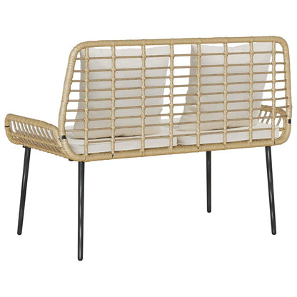 Garden Bench Brown and Cream Poly Rattan