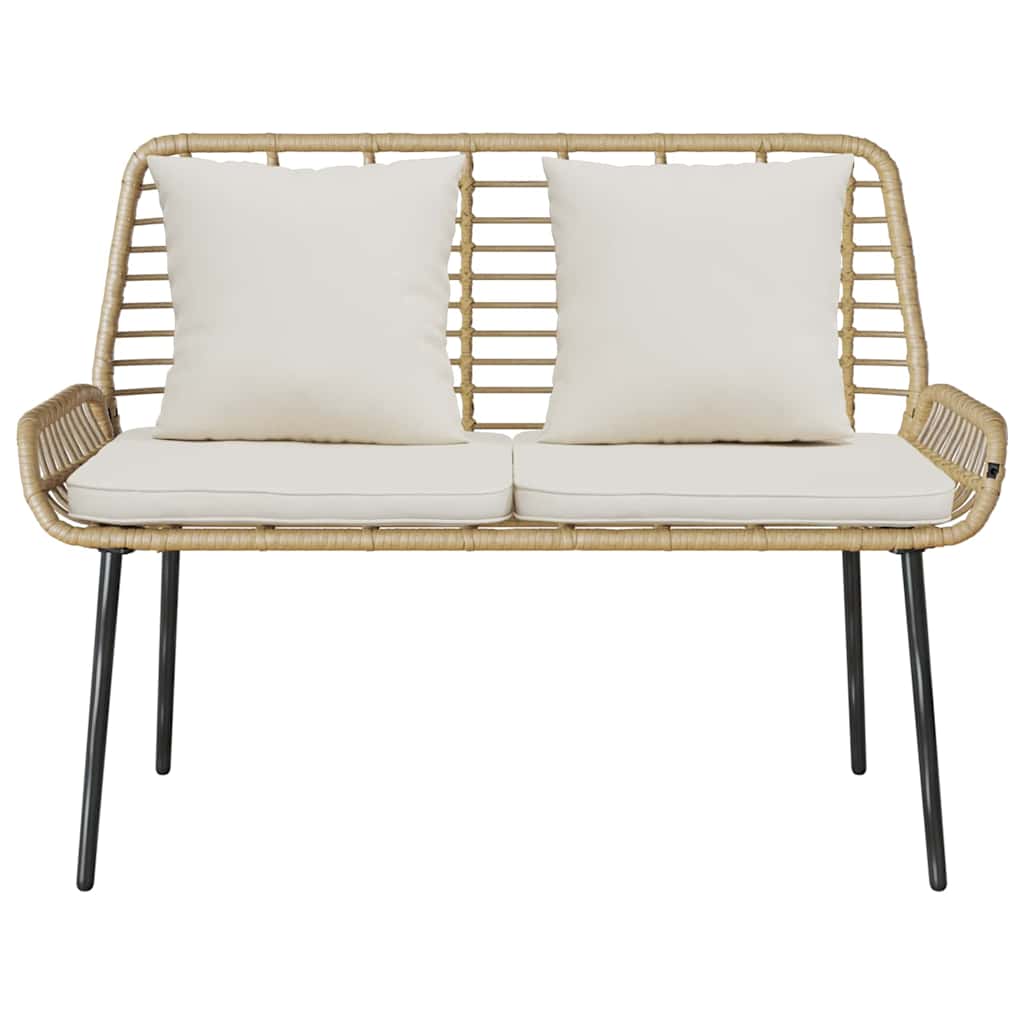 Garden Bench Brown and Cream Poly Rattan
