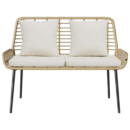 Garden Bench Brown and Cream Poly Rattan