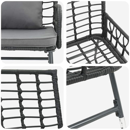 Garden Dining Set 3 pcs Black and Anthracite Poly Rattan