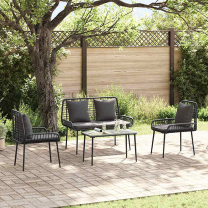 Garden Dining Set 3 pcs Black and Anthracite Poly Rattan