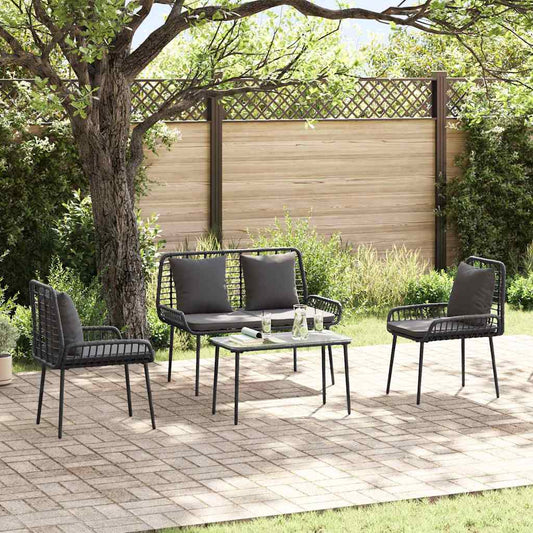 Garden Dining Set 3 pcs Black and Anthracite Poly Rattan