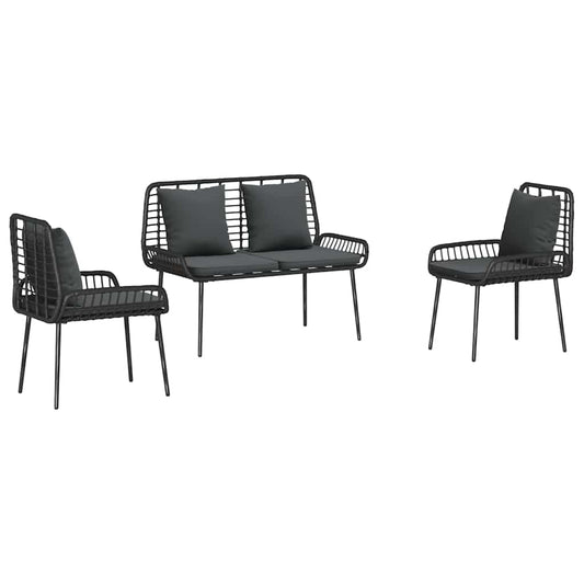 Garden Dining Set 3 pcs Black and Anthracite Poly Rattan