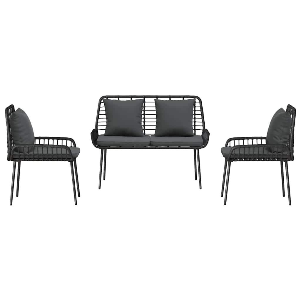 Garden Dining Set 3 pcs Black and Anthracite Poly Rattan