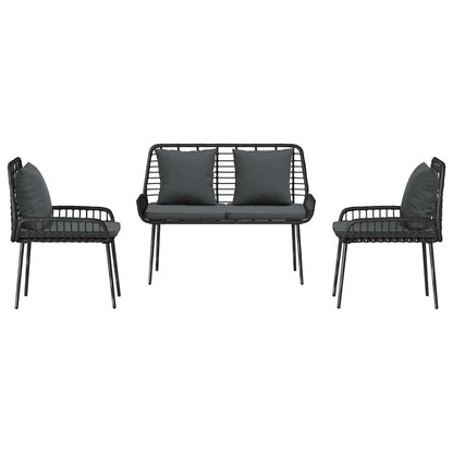 Garden Dining Set 3 pcs Black and Anthracite Poly Rattan