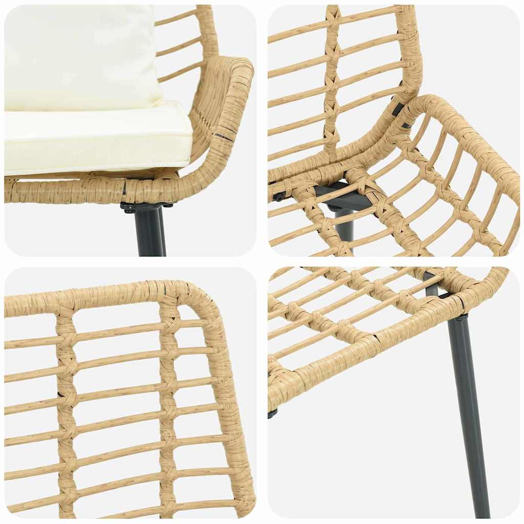 Garden Dining Set 3 pcs Brown and Cream Poly Rattan