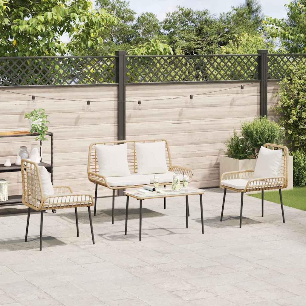 Garden Dining Set 3 pcs Brown and Cream Poly Rattan