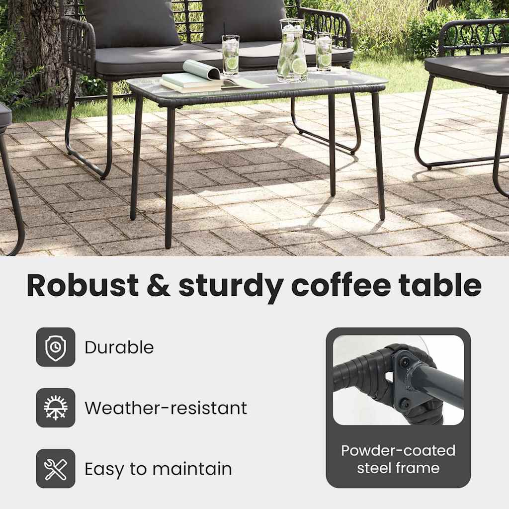 Garden Table Black 80 x 40 x 45 cm Poly Rattan