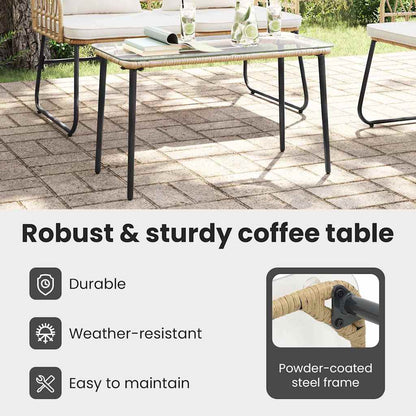 Garden Table Natural 80 x 40 x 45 cm Poly Rattan