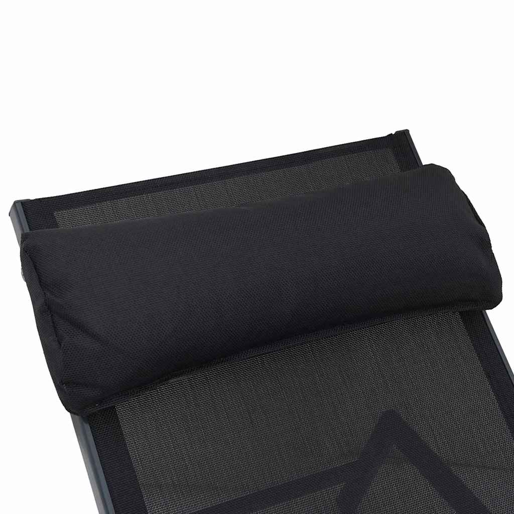 Sunlounger 1-person Black and Anthracite 197 x 54 x 86 cm Steel