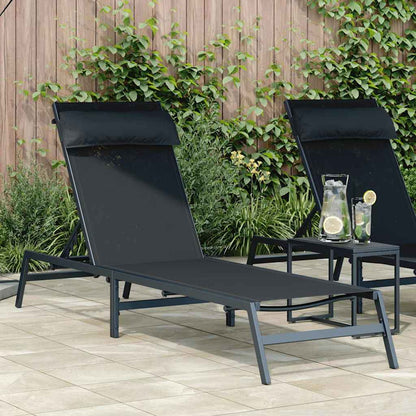 Sunlounger 1-person Black and Anthracite 197 x 54 x 86 cm Steel