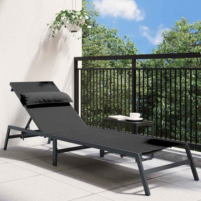 Sunlounger 1-person Black and Anthracite 197 x 54 x 86 cm Steel