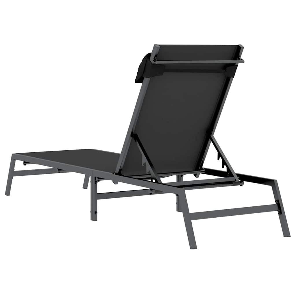 Sunlounger 1-person Black and Anthracite 197 x 54 x 86 cm Steel