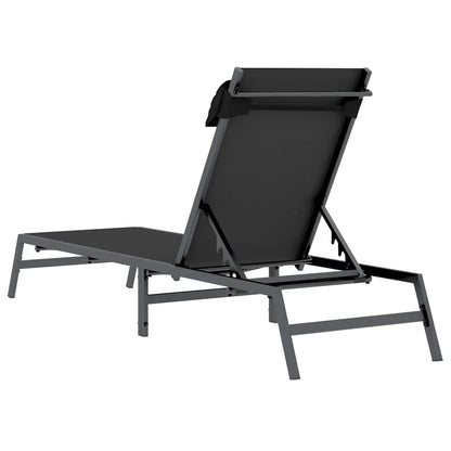 Sunlounger 1-person Black and Anthracite 197 x 54 x 86 cm Steel