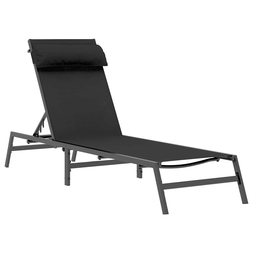 Sunloungers 2-person 3 pcs Black and Anthracite Steel