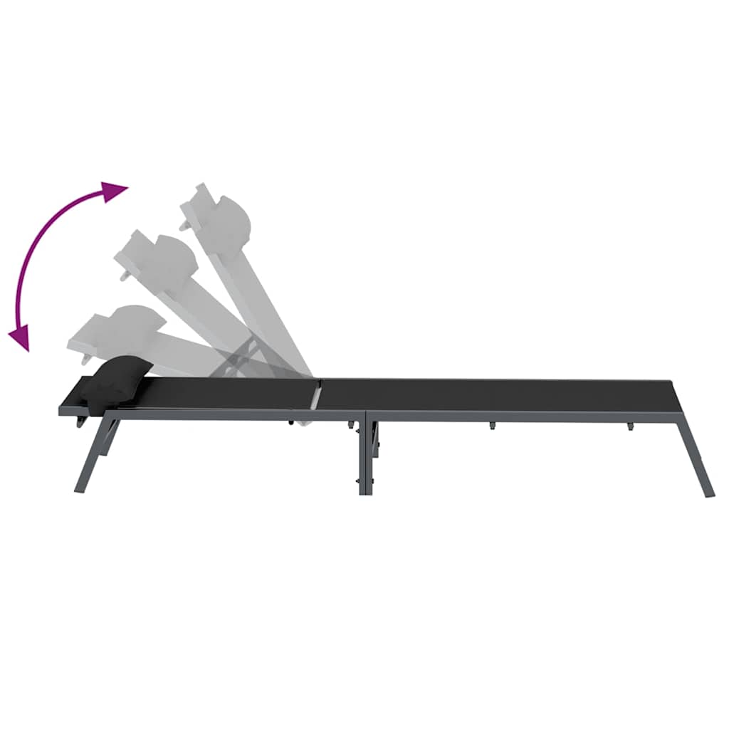 Sunloungers 2-person 3 pcs Black and Anthracite Steel