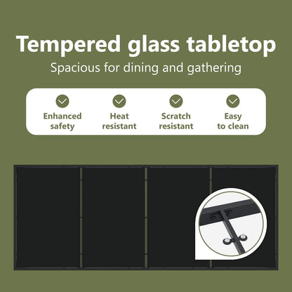 Garden Table Black 200 x 80 x 73 cm Metal