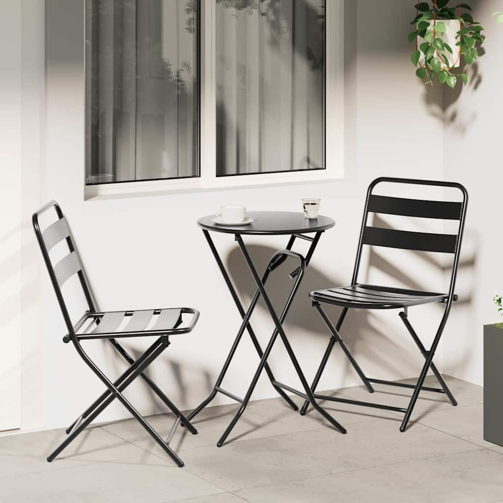 Garden Bistro Set Folding 3 pcs Anthracite Steel