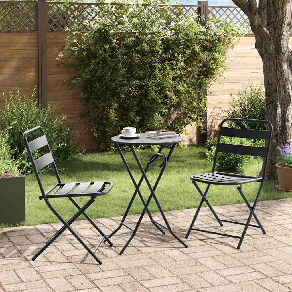 Garden Bistro Set Folding 3 pcs Anthracite Steel