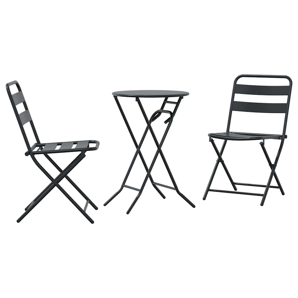 Garden Bistro Set Folding 3 pcs Anthracite Steel