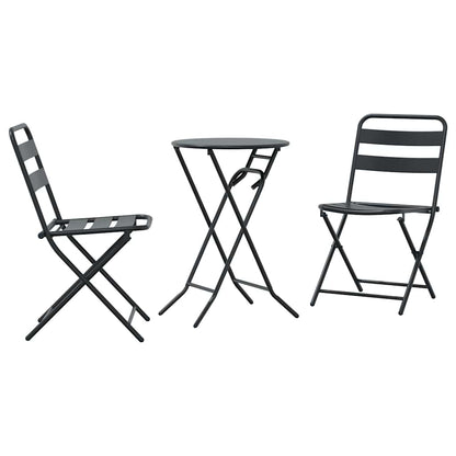 Garden Bistro Set Folding 3 pcs Anthracite Steel