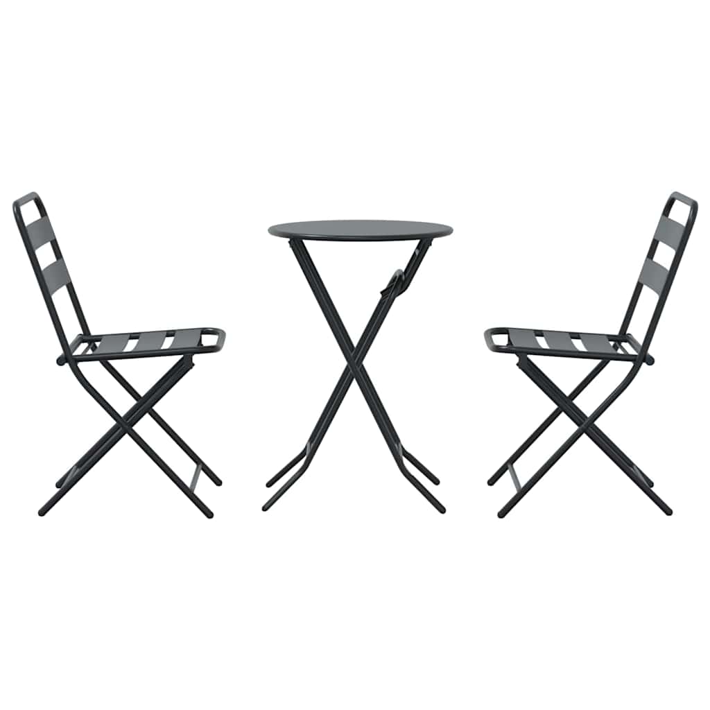Garden Bistro Set Folding 3 pcs Anthracite Steel