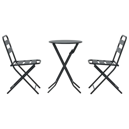 Garden Bistro Set Folding 3 pcs Anthracite Steel