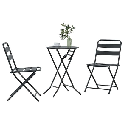 Garden Bistro Set Folding 3 pcs Anthracite Steel