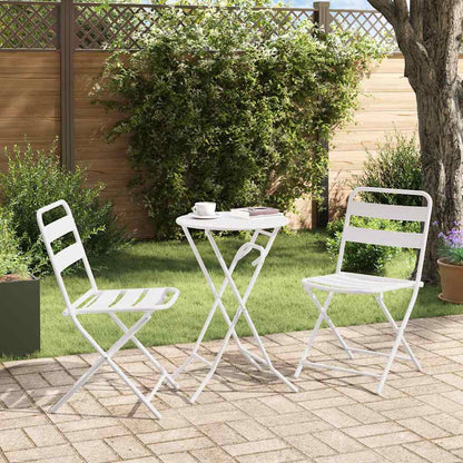 Garden Bistro Set Folding 3 pcs White Steel