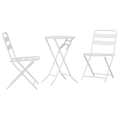 Garden Bistro Set Folding 3 pcs White Steel