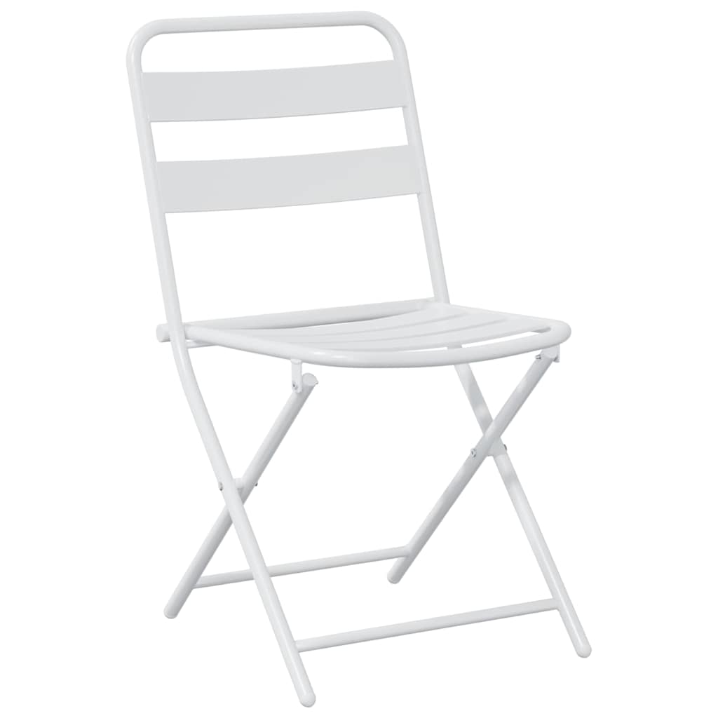 Garden Bistro Set Folding 3 pcs White Steel