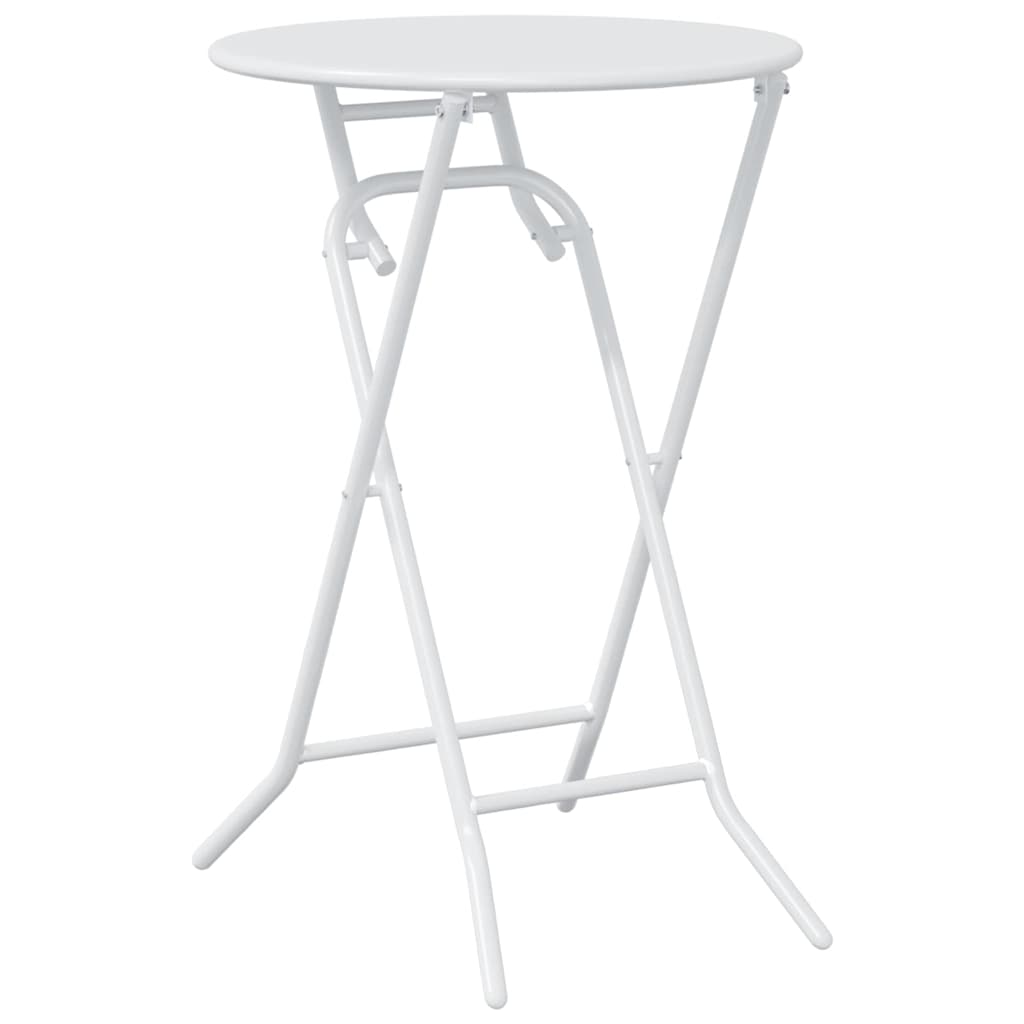 Garden Bistro Set Folding 3 pcs White Steel