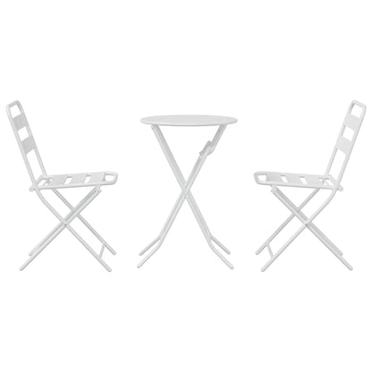 Garden Bistro Set Folding 3 pcs White Steel