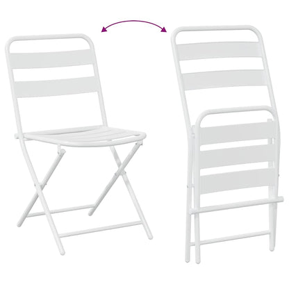 Garden Bistro Set Folding 3 pcs White Steel