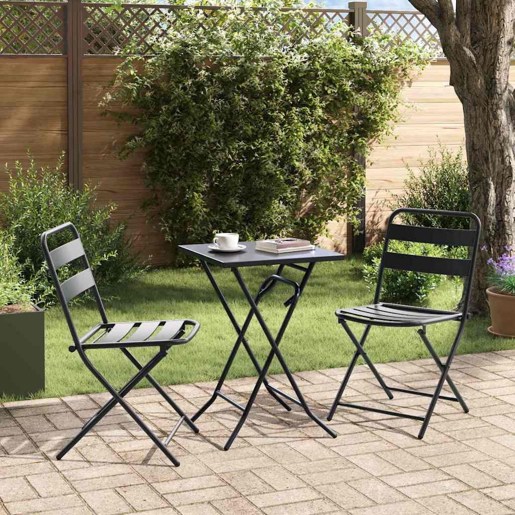 Garden Bistro Set Folding 3 pcs Anthracite Steel