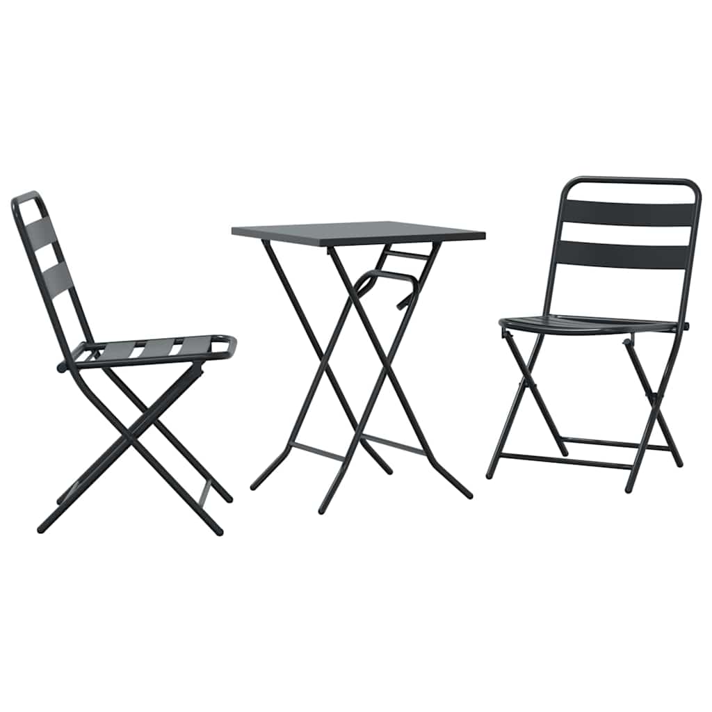 Garden Bistro Set Folding 3 pcs Anthracite Steel