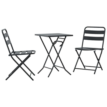 Garden Bistro Set Folding 3 pcs Anthracite Steel