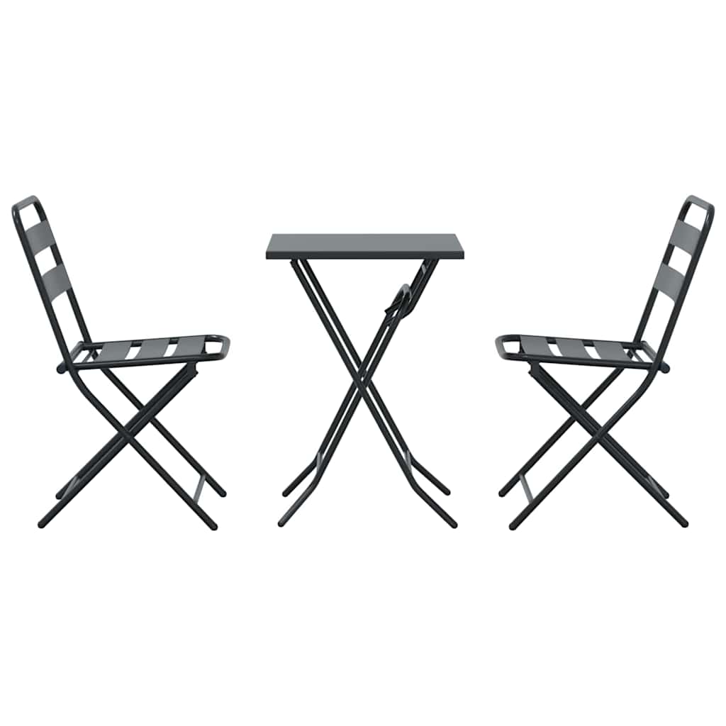 Garden Bistro Set Folding 3 pcs Anthracite Steel