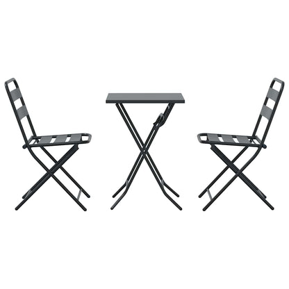 Garden Bistro Set Folding 3 pcs Anthracite Steel