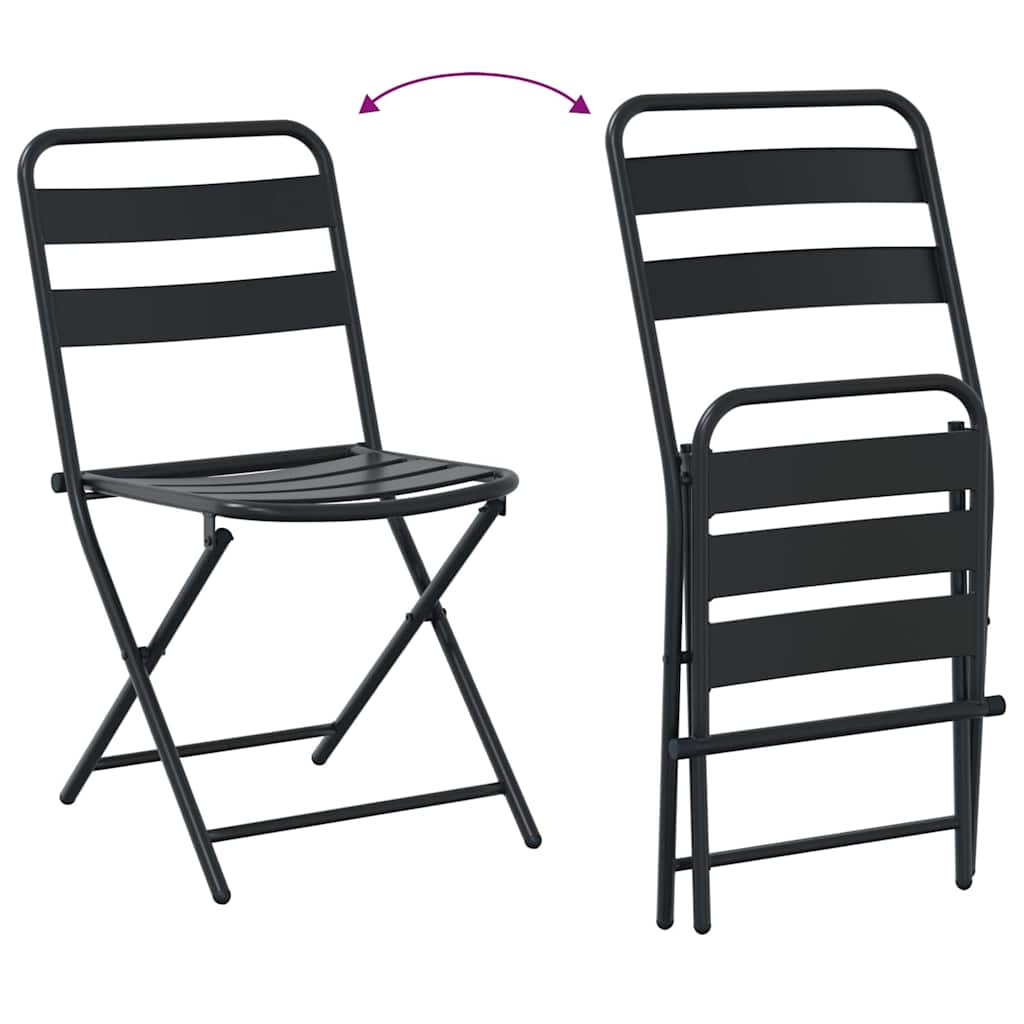 Garden Bistro Set Folding 3 pcs Anthracite Steel